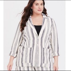 Torrid striped linen blazer